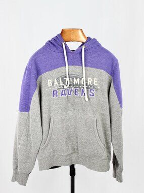 CAMPUS CREW Baltimore Ravens Grey Purple Cotton Blend Hoodie Sweatshirt, Size L